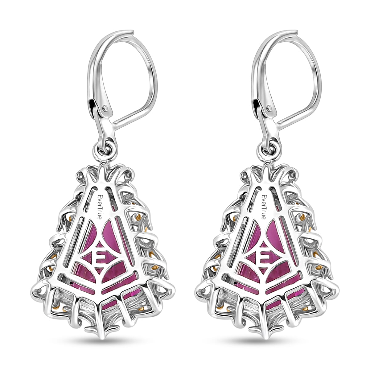 EverTrue African Lilac Quartz (Triplet) 8.00 ctw Lever Back Earrings in 18K Yellow Gold Plated and Platinum Bond image number 4