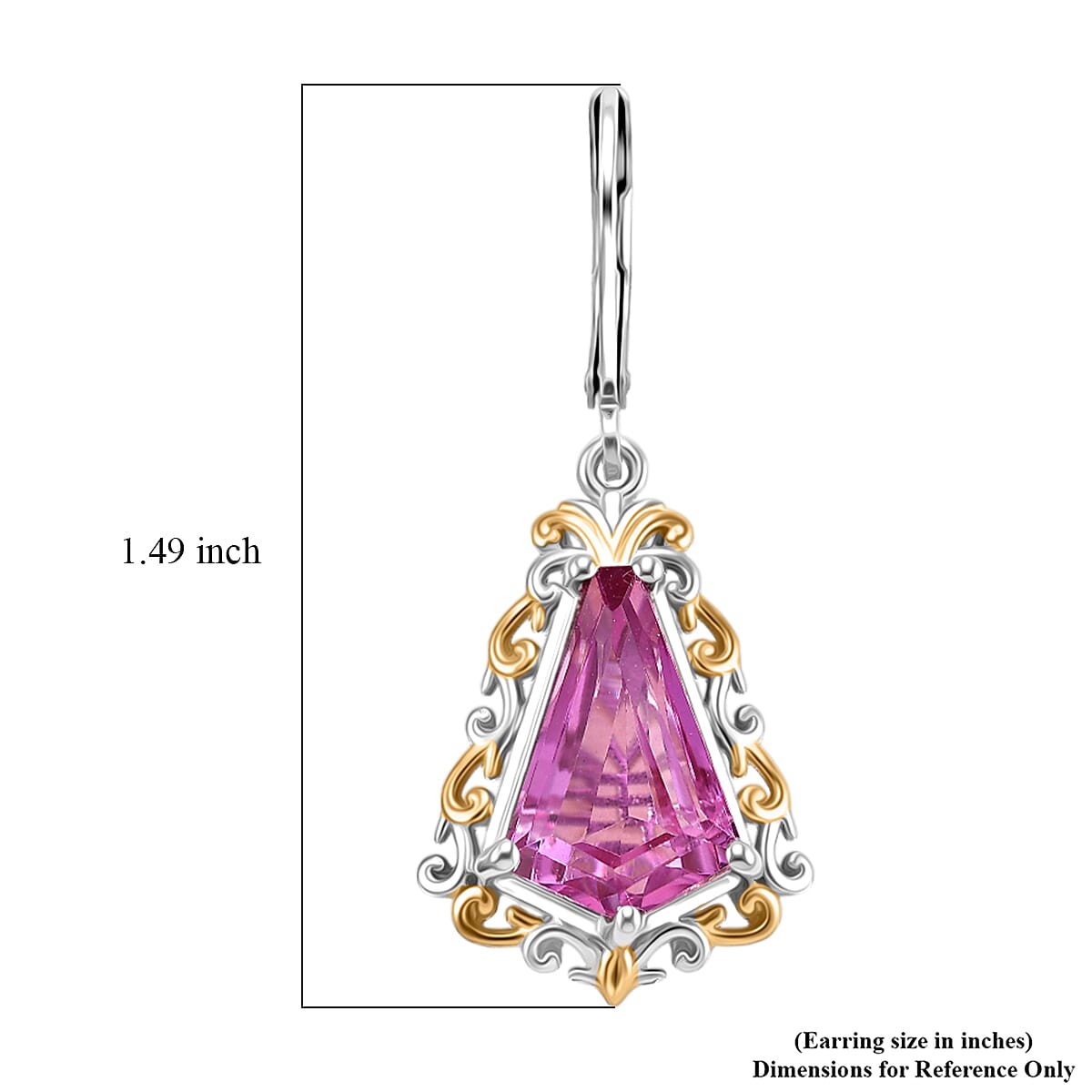 EverTrue African Lilac Quartz (Triplet) 8.00 ctw Lever Back Earrings in 18K Yellow Gold Plated and Platinum Bond image number 5