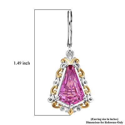 EverTrue African Lilac Quartz (Triplet) 8.00 ctw Victorian Filigree Earrings in 18K Yellow Gold Plated and Platinum Bond