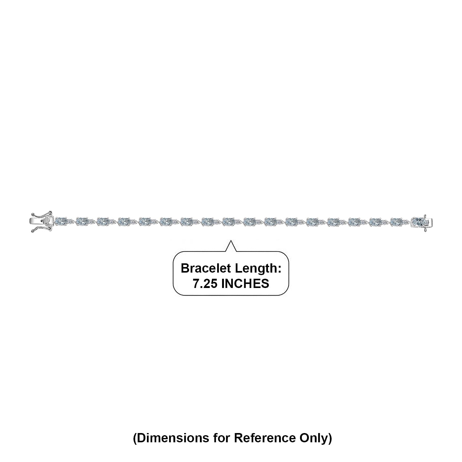 Premium Mangoro Aquamarine and Luxuriant Lab Grown Diamond G-H SI 8.35 ctw Timeless Bracelet in Rhodium Over Sterling Silver (7.25 In)