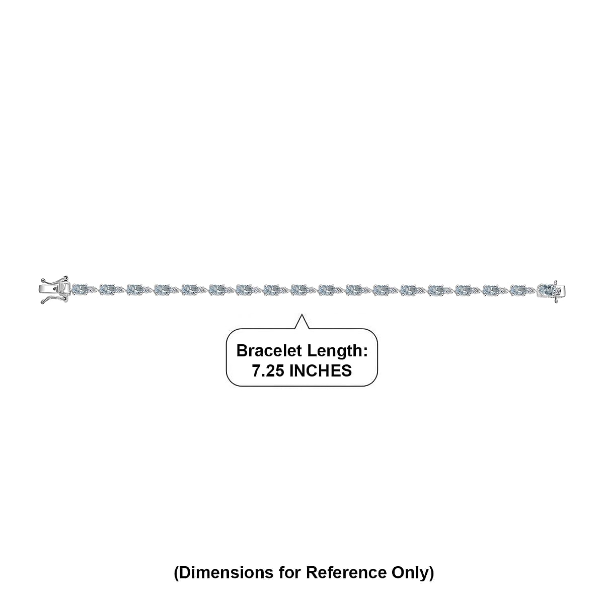 Premium Mangoro Santo Aquamarine and Luxuriant Lab Grown Diamond G-H SI 8.35 ctw Timeless Bracelet in Rhodium Over Sterling Silver (7.25 In) image number 4