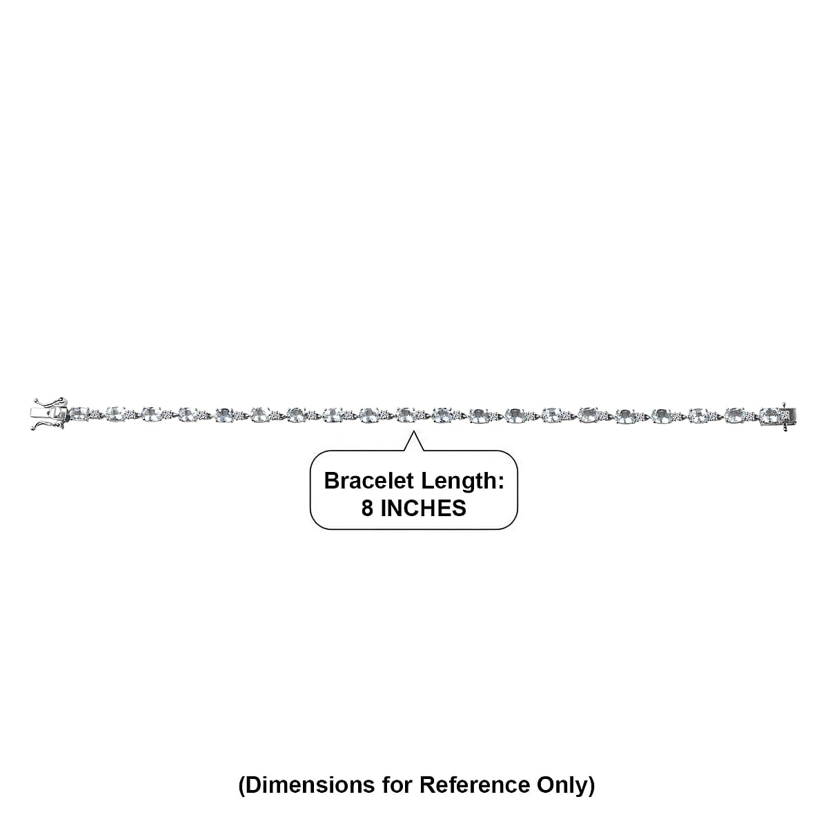Premium Mangoro Santo Aquamarine and Luxuriant Lab Grown Diamond G-H SI 9.30 ctw Timeless Bracelet in Rhodium Over Sterling Silver (8.00 In) image number 4