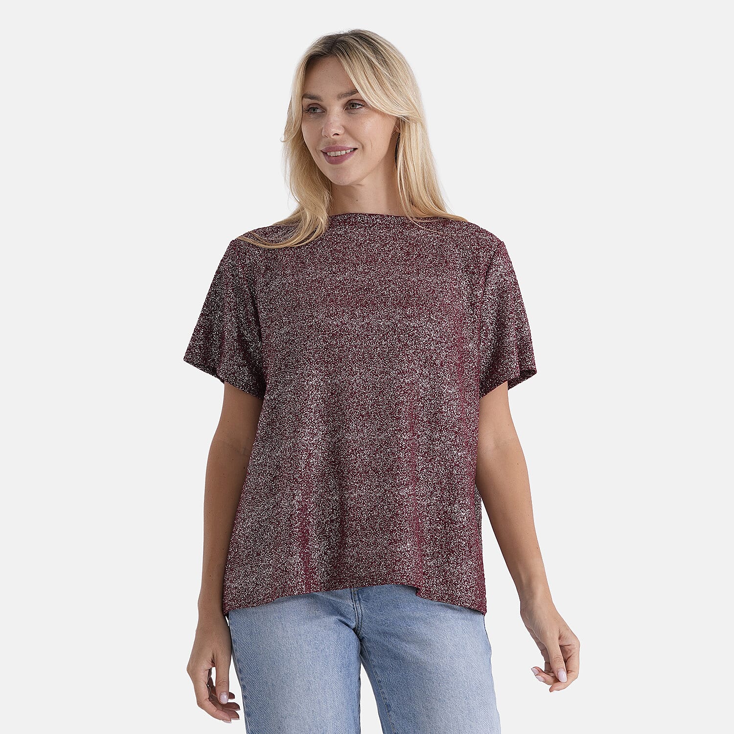 La Marey Burgundy Glitter Top - One Size Fits Most