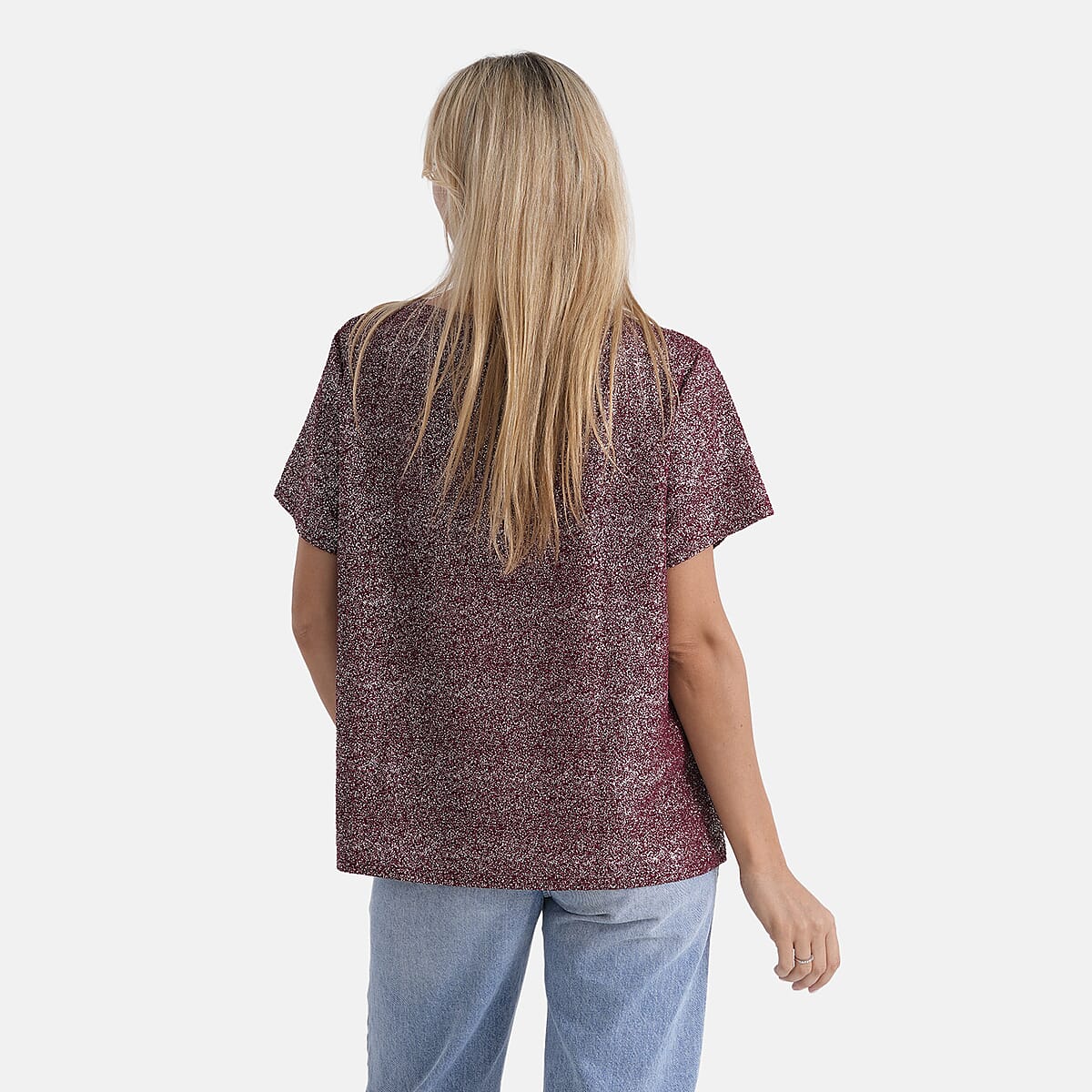 La Marey Burgundy Glitter Top - One Size Fits Most image number 2
