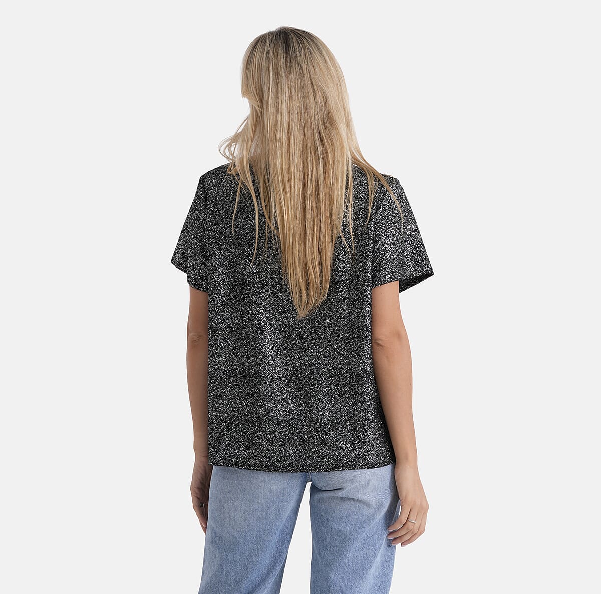 La Marey Black Glitter Top - One Size Fits Most image number 2
