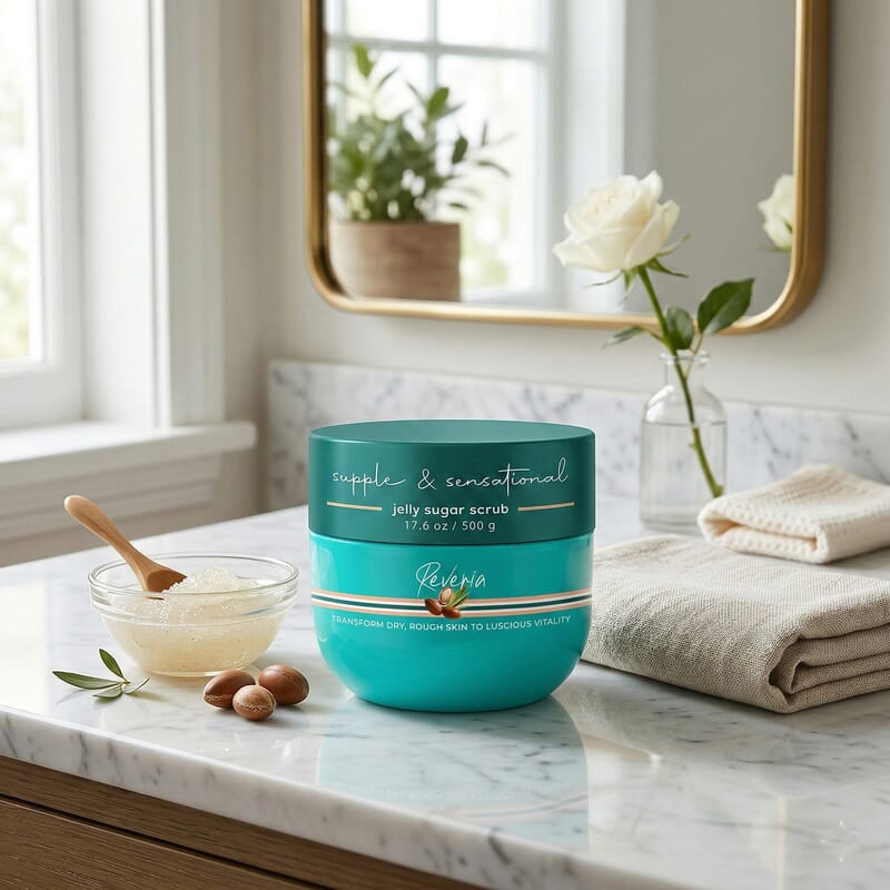 Reveria Supple & Sensational Jelly Sugar Scrub, Transforms Dry & Rough Skin (17.6oz)