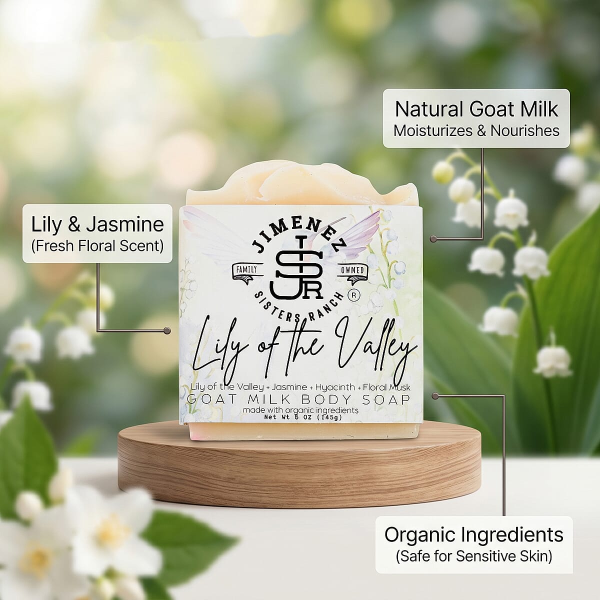 Jimenez Sisters Ranch Goat Milk Body Soap- Lily of the Valley (5oz) image number 5