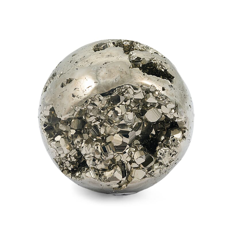 Pyrite Sphere Medium 1807 ctw with Free Wooden Tripod Cobra Stand