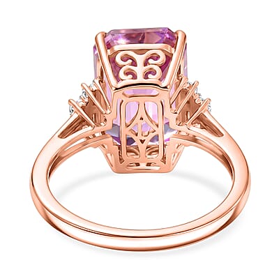 Premium Patroke Kunzite and Luxuriant Lab Grown Diamond E-F VS 10.70 ctw Majestic Rose Ring in 10K Rose Gold (Size 6.0)