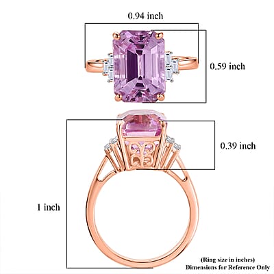 Premium Patroke Kunzite and Luxuriant Lab Grown Diamond E-F VS 10.70 ctw Majestic Rose Ring in 10K Rose Gold (Size 6.0)