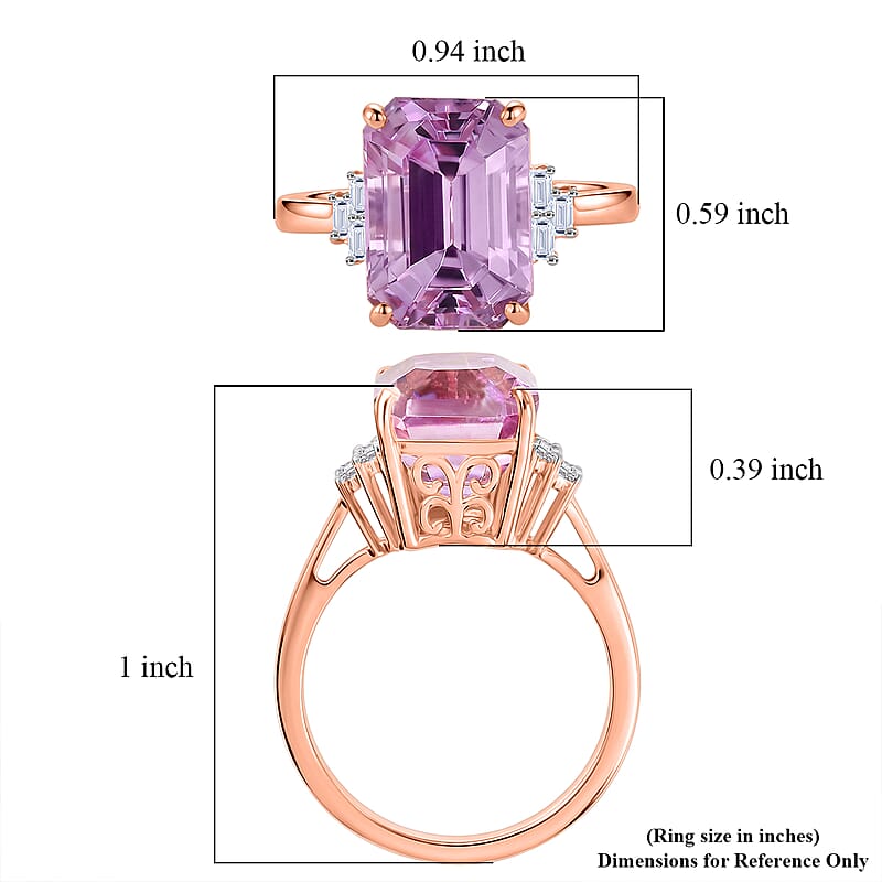 Premium Patroke Kunzite and Luxuriant Lab Grown Diamond E-F VS 10.70 ctw Majestic Rose Ring in 10K Rose Gold (Size 7.0)