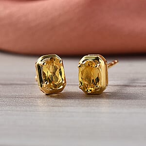 D'Joy AAA Brazilian Heliodor 0.80 ctw Stud Earrings in 18K Vermeil Yellow Gold Over Sterling Silver