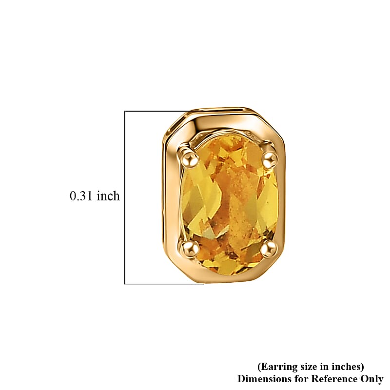 D'Joy AAA Brazilian Heliodor 0.80 ctw Stud Earrings in 18K Vermeil Yellow Gold Over Sterling Silver