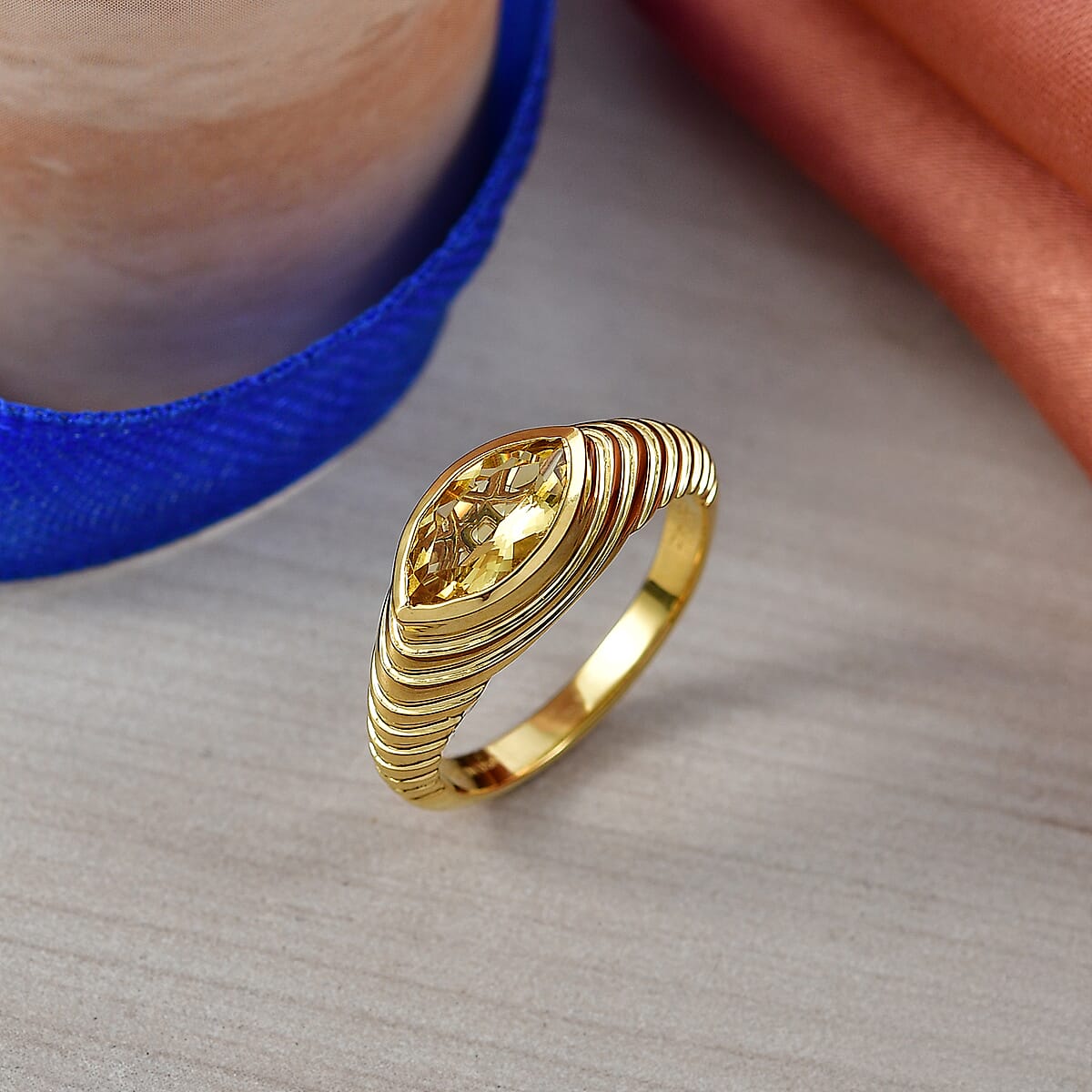 D'Joy AAA Brazilian Heliodor 0.90 ctw Ring in 18K Vermeil Yellow Gold Over Sterling Silver (Size  10.0) image number 1