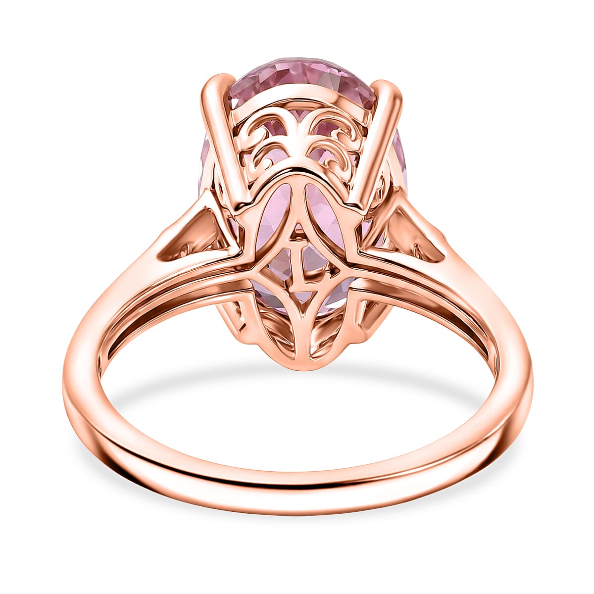 Premium Patroke Kunzite and Luxuriant Lab Grown Diamond G-H SI 7.70 ctw Eternal Blush Ring in 18K Vermeil Rose Gold Over Sterling Silver (Size 7.0) image number 4