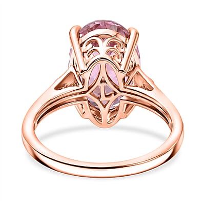 Premium Patroke Kunzite and Luxuriant Lab Grown Diamond G-H SI 7.70 ctw Eternal Blush Ring in 18K Vermeil Rose Gold Over Sterling Silver (Size 7.0)