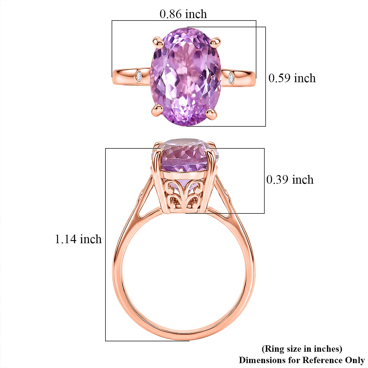 Premium Patroke Kunzite and Luxuriant Lab Grown Diamond G-H SI 7.70 ctw Eternal Blush Ring in 18K Vermeil Rose Gold Over Sterling Silver (Size 7.0) image number 5