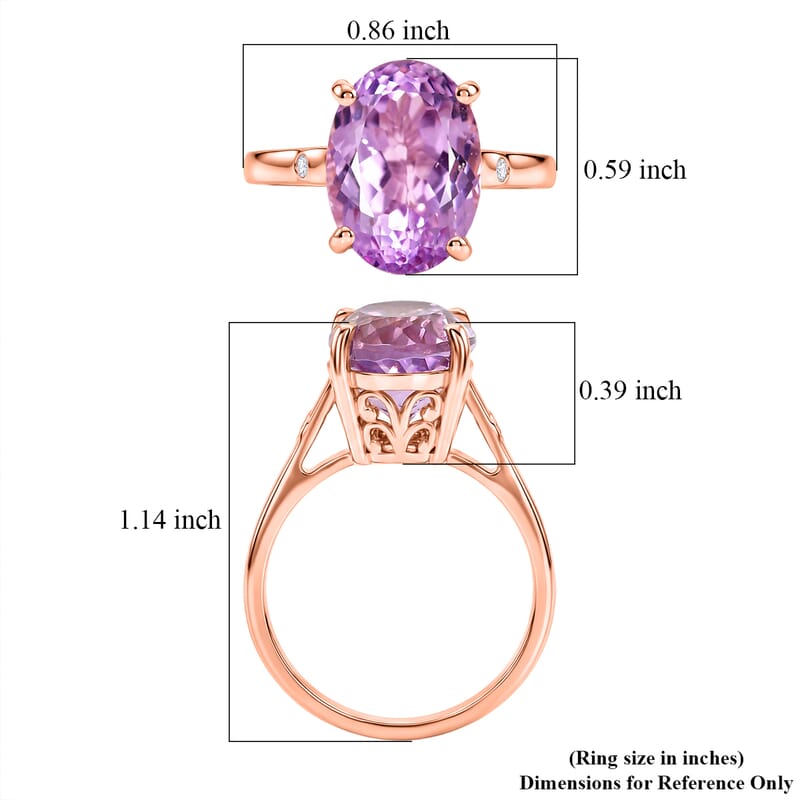Premium Patroke Kunzite and Luxuriant Lab Grown Diamond G-H SI 7.70 ctw Eternal Blush Ring in 18K Vermeil Rose Gold Over Sterling Silver (Size 7.0)