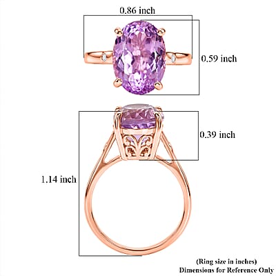 Premium Patroke Kunzite and Luxuriant Lab Grown Diamond G-H SI 7.70 ctw Eternal Blush Ring in 18K Vermeil Rose Gold Over Sterling Silver (Size 8.0)