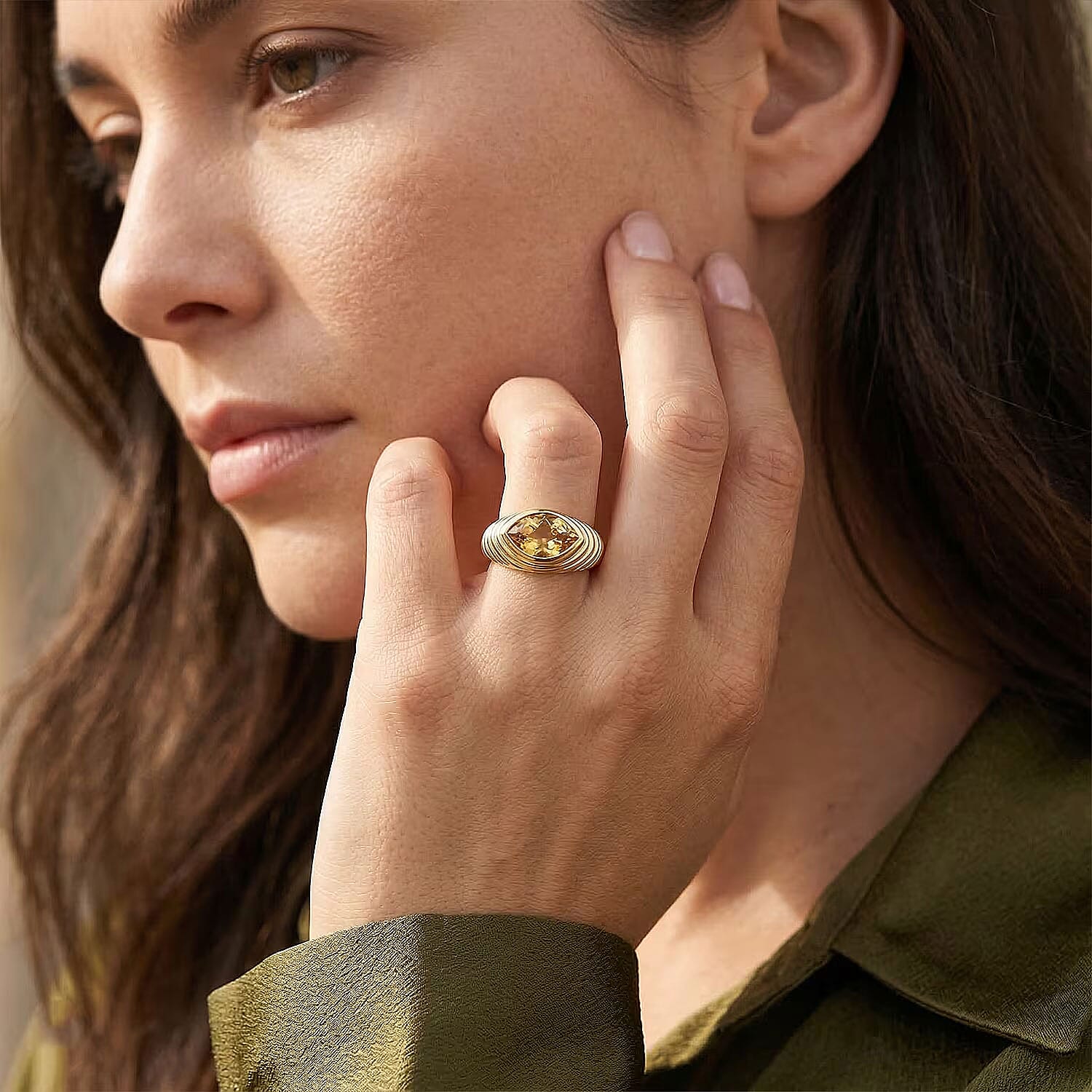 D'Joy AAA Brazilian Heliodor 0.90 ctw Ring in 18K Vermeil Yellow Gold Over Sterling Silver (Size  6.0)