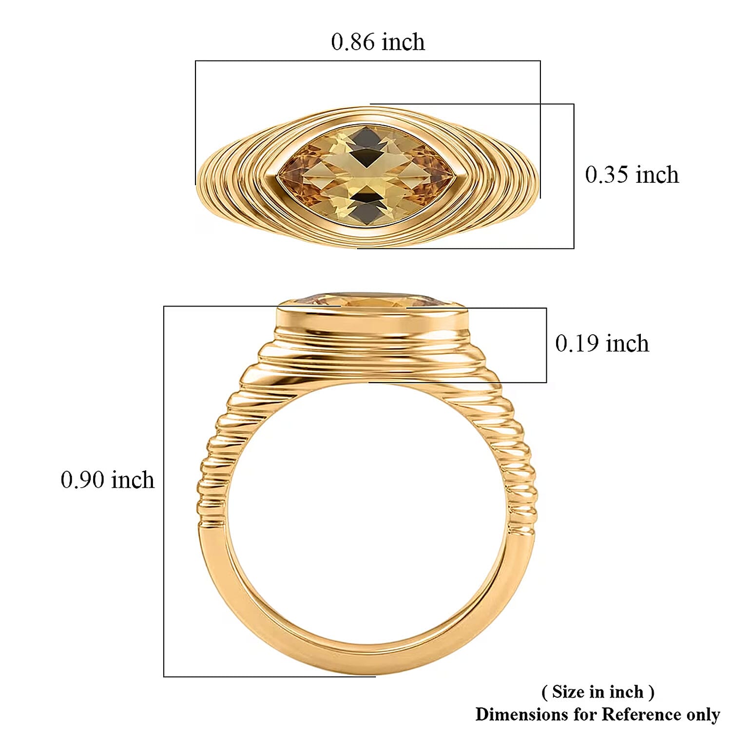 D'Joy AAA Brazilian Heliodor 0.90 ctw Ring in 18K Vermeil Yellow Gold Over Sterling Silver (Size  6.0)