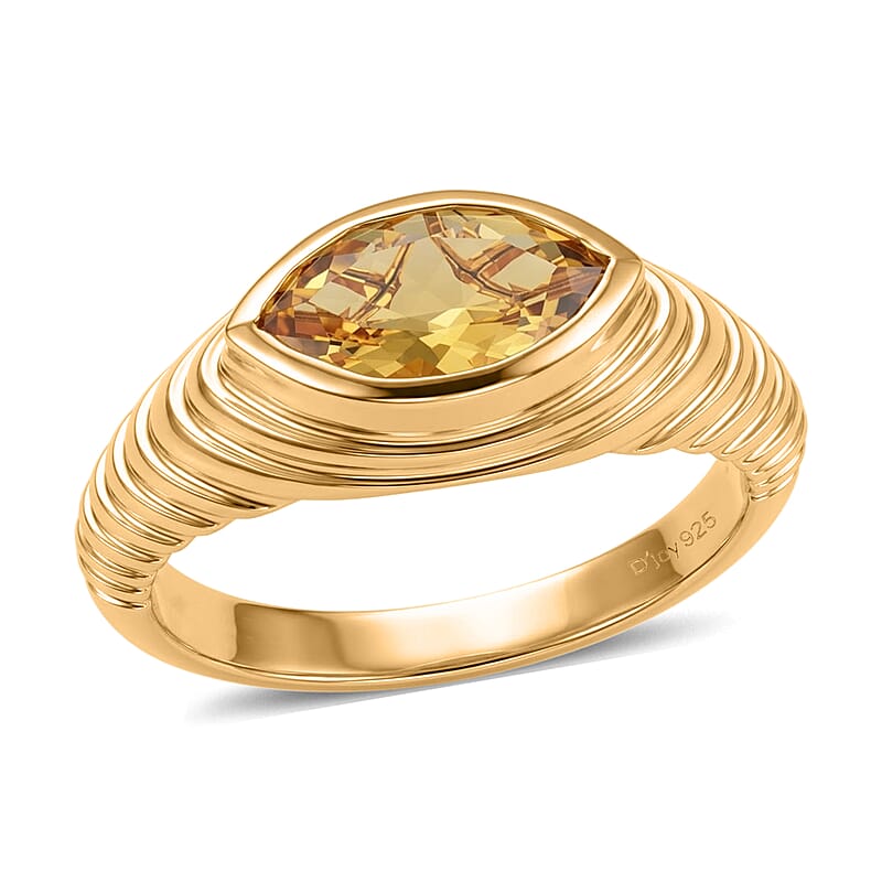 D'Joy AAA Brazilian Heliodor 0.90 ctw Ring in 18K Vermeil Yellow Gold Over Sterling Silver (Size  9) 0.