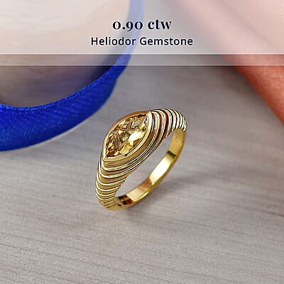 D'Joy AAA Brazilian Heliodor 0.90 ctw Ring in 18K Vermeil Yellow Gold Over Sterling Silver (Size  9) 0.