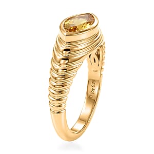 D'Joy AAA Brazilian Heliodor 0.90 ctw Ring in 18K Vermeil Yellow Gold Over Sterling Silver (Size  9) 0.