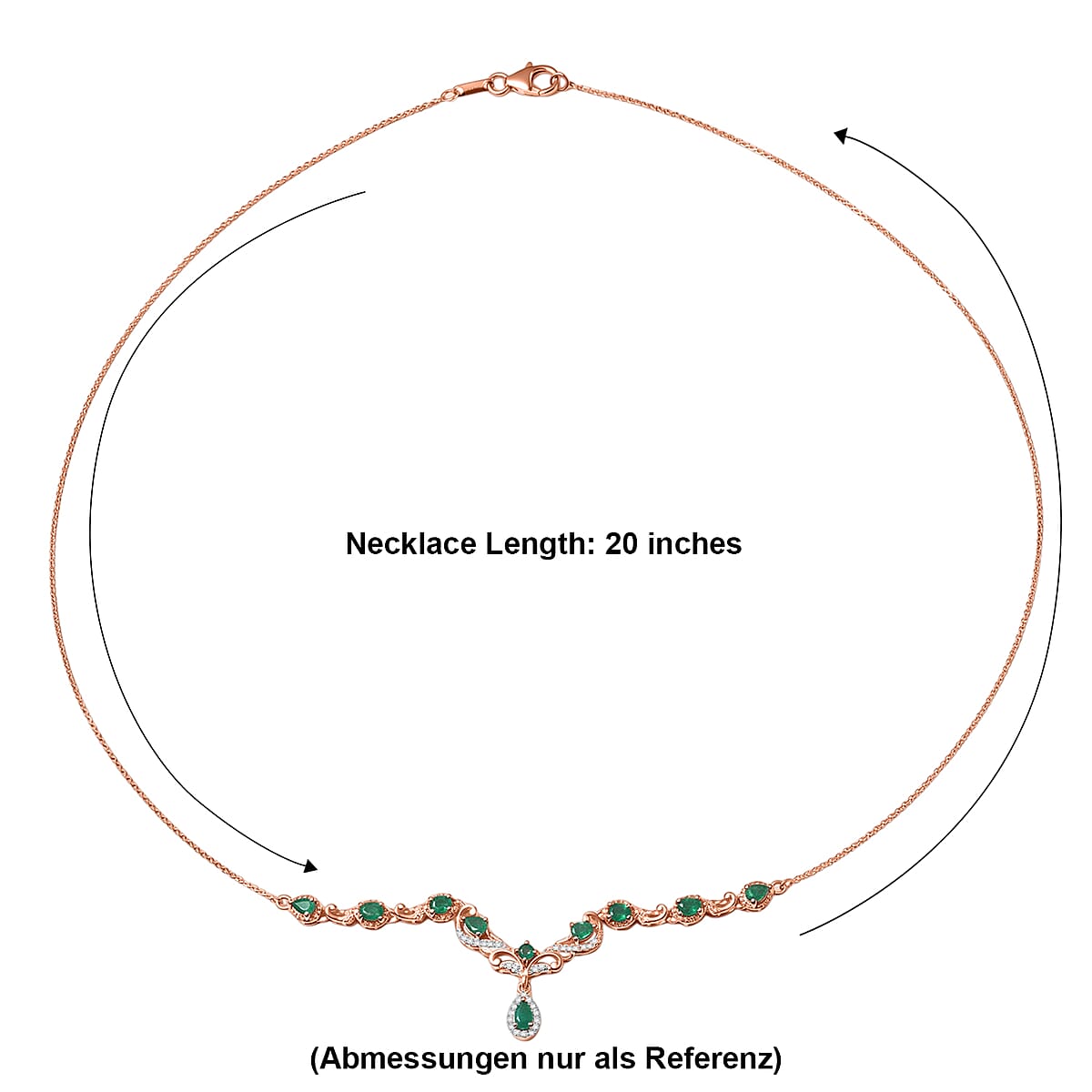 D'Joy Premium Kagem Zambian Emerald and Moissanite 1.65 ctw Drop Necklace in 18K Vermeil Rose Gold Over Sterling Silver 20 Inches  image number 5