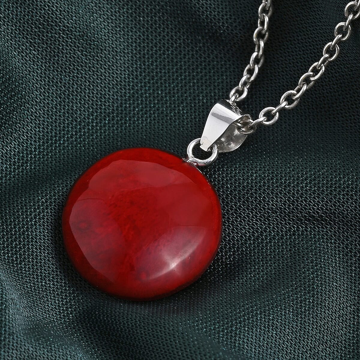 Bali Legacy Red Coral Pendant without Chain in Sterling Silver image number 1