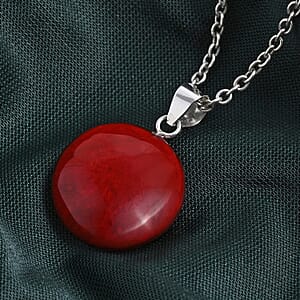 Bali Legacy Red Coral Pendant without Chain in Sterling Silver