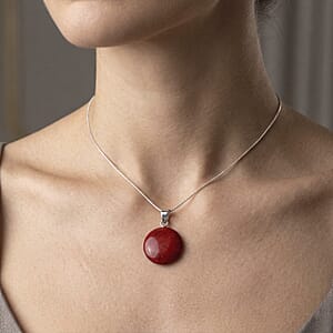 Bali Legacy Red Coral Pendant without Chain in Sterling Silver
