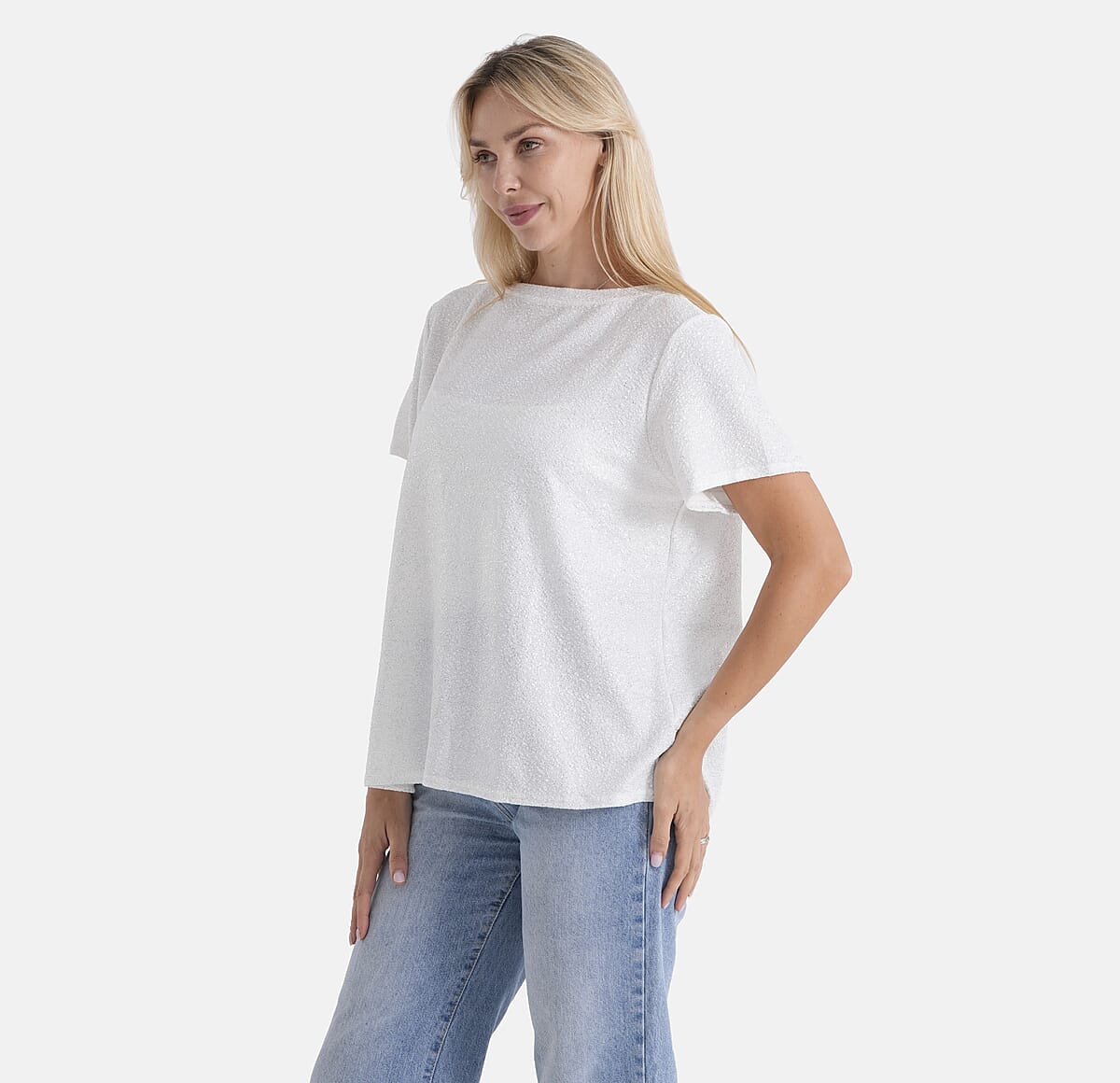 La Marey White Glitter Top - One Size Fits Most image number 3