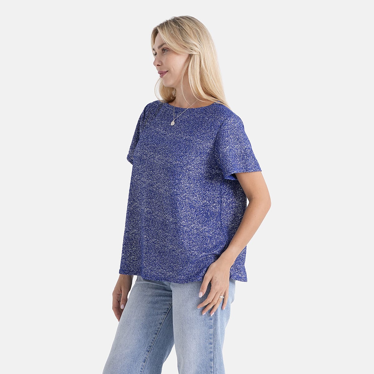 La Marey Blue Glitter Top - One Size Fits Most image number 3