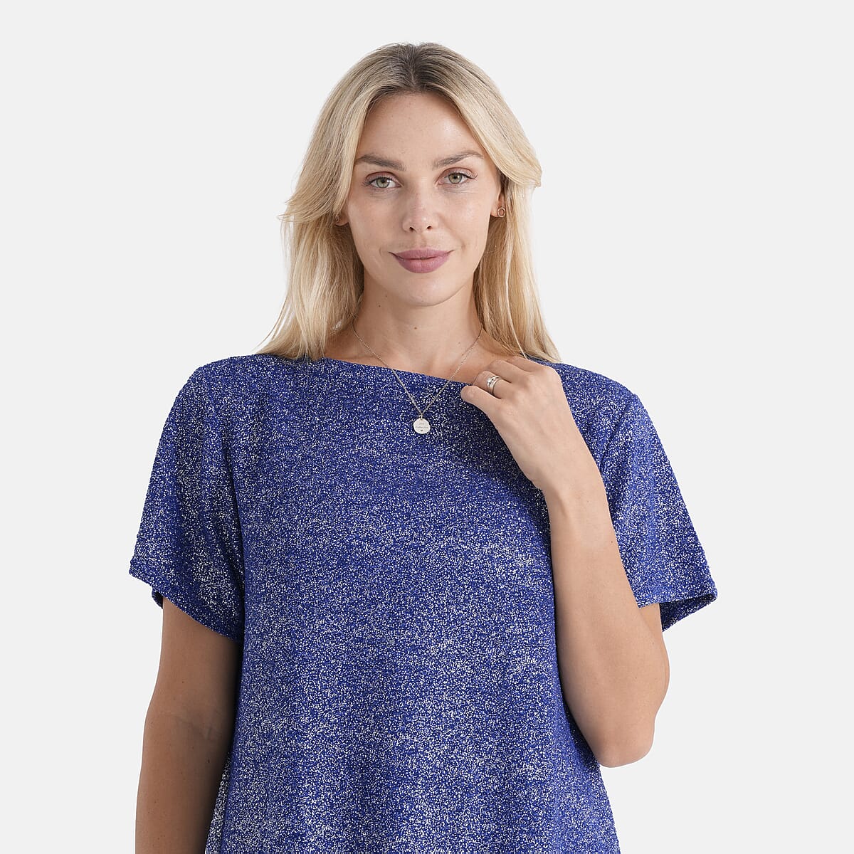 La Marey Blue Glitter Top - One Size Fits Most image number 4