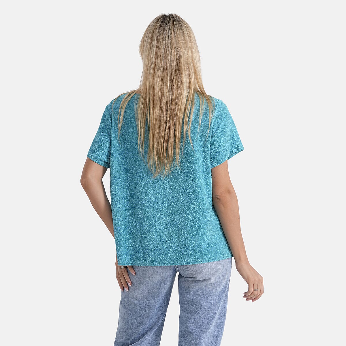 La Marey Teal Glitter Top - One Size Fits Most image number 2