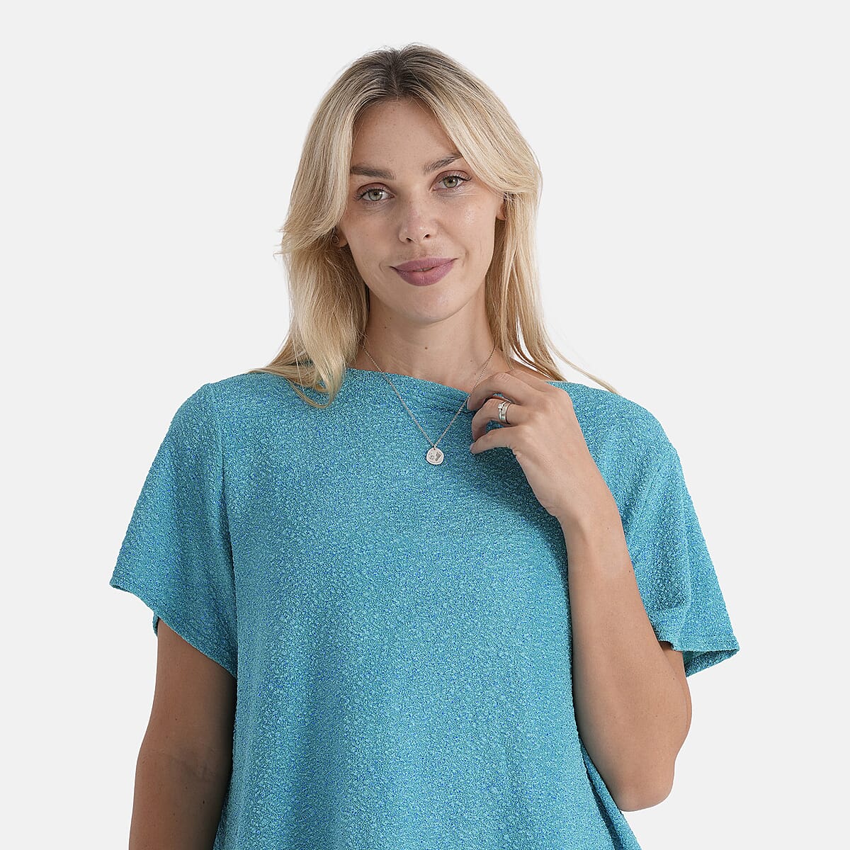 La Marey Teal Glitter Top - One Size Fits Most image number 4