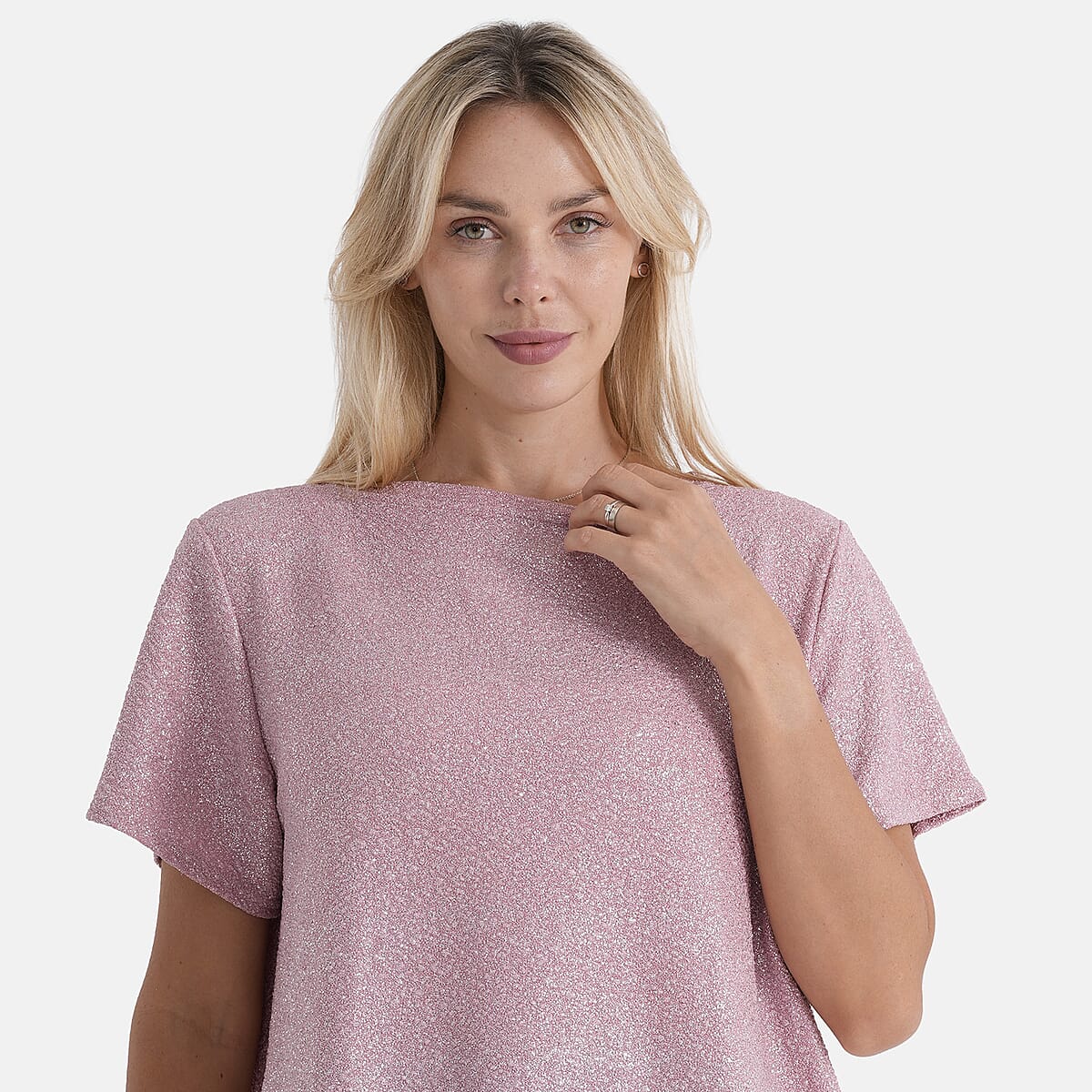 La Marey Pink Glitter Top - One Size Fits Most image number 4