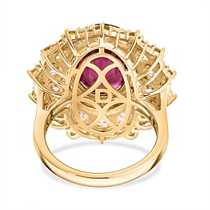 D'Joy Premium Niassa Ruby (FF) and Multi Gemstone 12.20 ctw Ring in 18K Vermeil Yellow Gold Over Sterling Silver (Size 6.0)