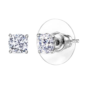 D'Joy Strontium Titanate 1.75 ctw Stud Earrings in Rhodium Over Sterling Silver