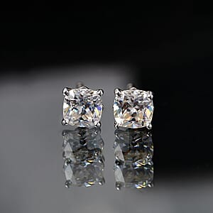 D'Joy Strontium Titanate 1.75 ctw Stud Earrings in Rhodium Over Sterling Silver