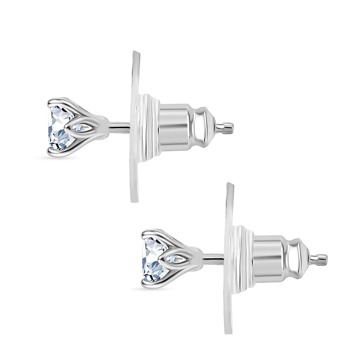 D'Joy Strontium Titanate 1.75 ctw Stud Earrings in Rhodium Over Sterling Silver image number 3