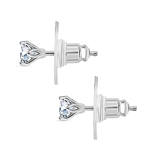 D'Joy Strontium Titanate 1.75 ctw Stud Earrings in Rhodium Over Sterling Silver