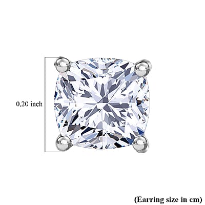 D'Joy Strontium Titanate 1.75 ctw Stud Earrings in Rhodium Over Sterling Silver