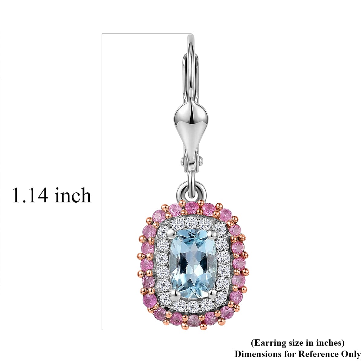 D'Joy Premium Mangoro Aquamarine and Multi Gemstone 1.60 ctw The Coronation Earrings in Rhodium Over Sterling Silver