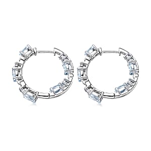 Premium Mangoro Santo Aquamarine and Luxuriant Lab Grown Diamond G-H SI 4.60 ctw Earrings in Rhodium Over Sterling Silver