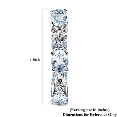 Premium Mangoro Aquamarine and Luxuriant Lab Grown Diamond G-H SI 4.60 ctw Timeless Earrings in Rhodium Over Sterling Silver