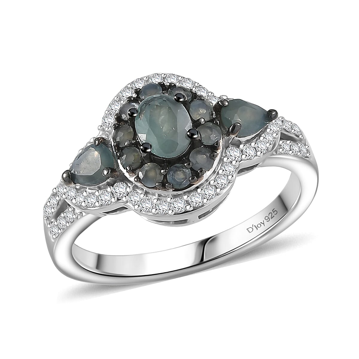 D'Joy Premium Narsipatnam Alexandrite and Moissanite 1.30 ctw Floral Ring in Rhodium Over Sterling Silver (Size 10.0)