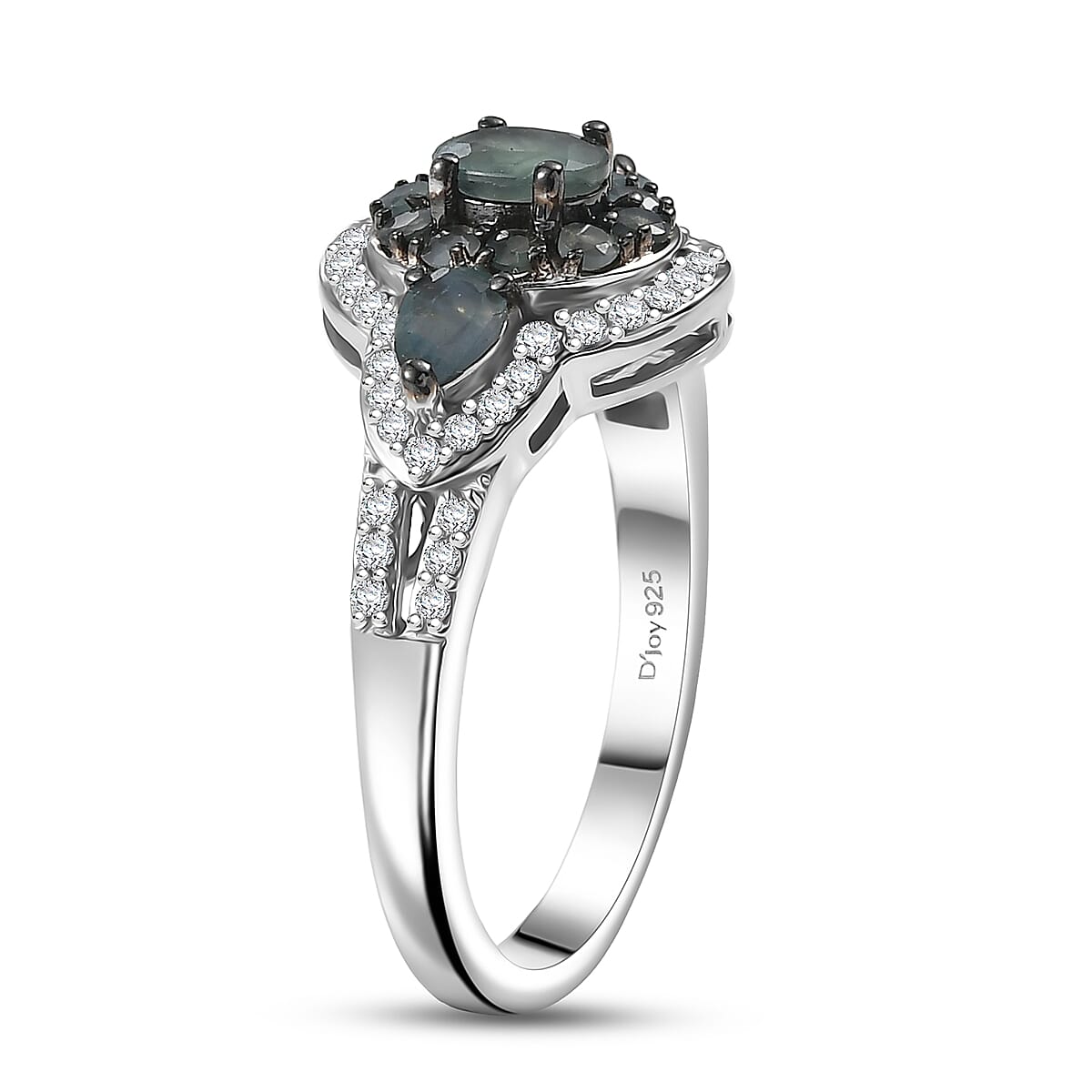 D'Joy Premium Narsipatnam Alexandrite and Moissanite 1.30 ctw Floral Ring in Rhodium Over Sterling Silver (Size 10.0) (Del. In 8-10 Days) image number 3