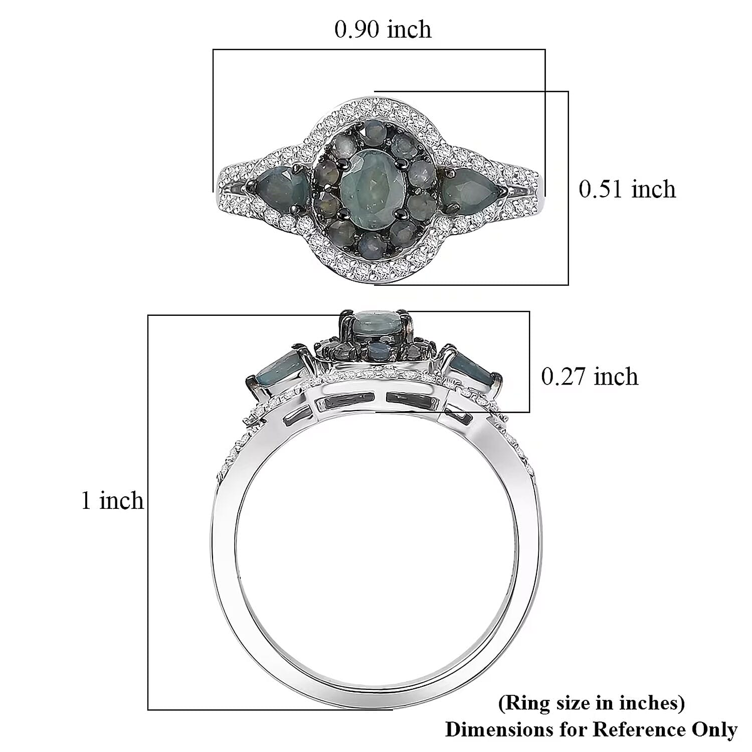 D'Joy Premium Narsipatnam Alexandrite and Moissanite 1.30 ctw Floral Ring in Rhodium Over Sterling Silver (Size 10.0)
